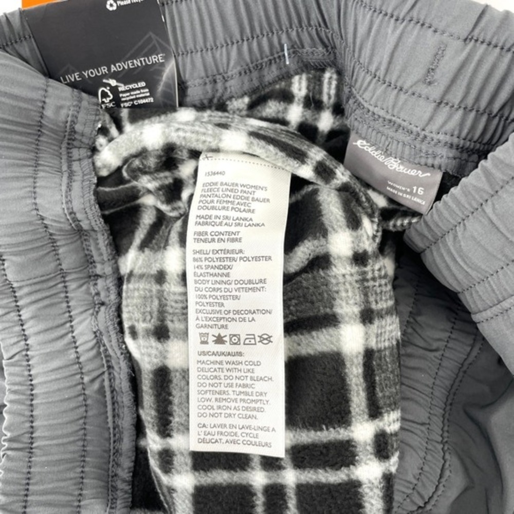 NWT Eddie Bauer Fleece Lined Pull On Pants Women's Size 16 Grey Comfort Warm - Picture 4 of 11